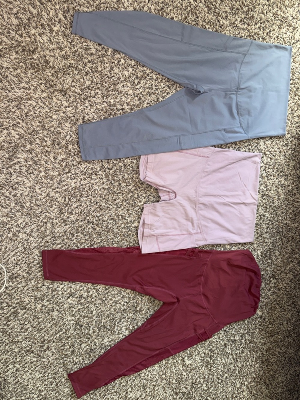 Maternity Leggings and Shorts Set - Dusty Blue, Light Pink, Burgundy small